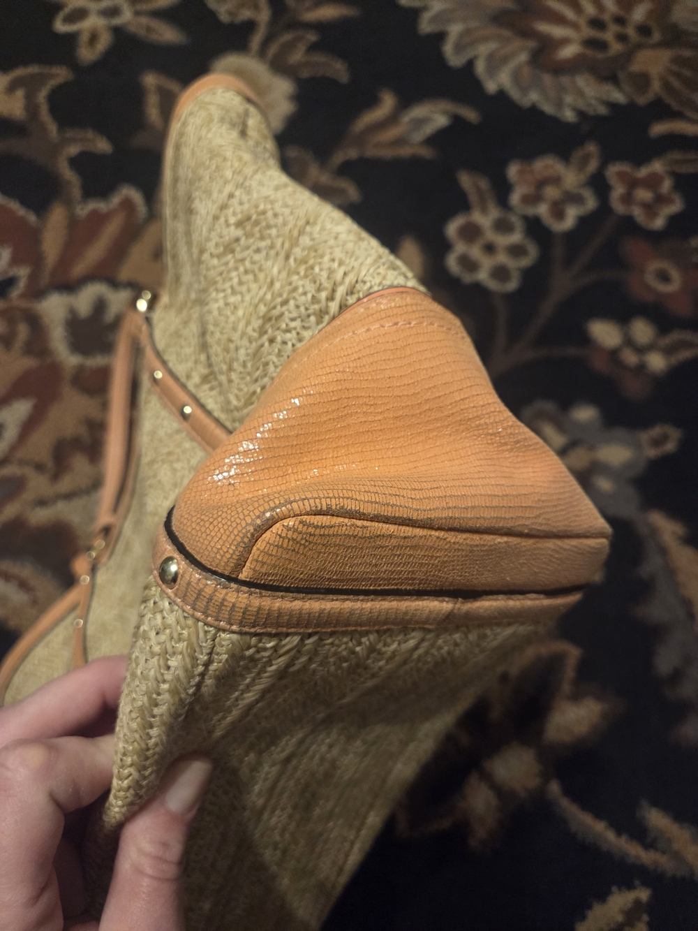 Coach Straw Tote with Tan Leather Trim - Picture 3 of 9